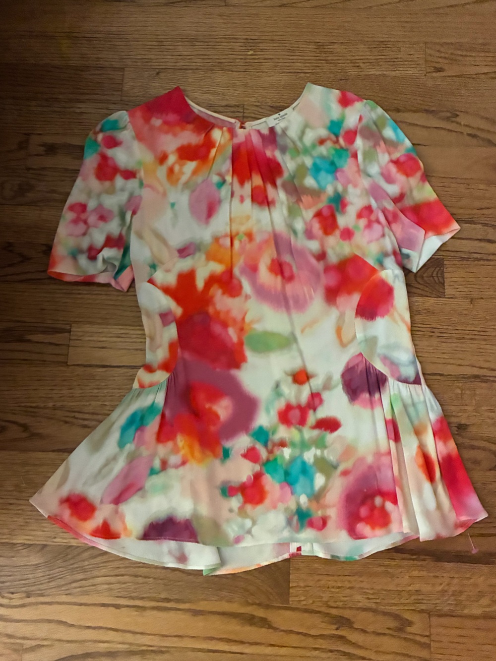 kate spade Multicolor Watercolor Floral Short-Sleeve Blouse